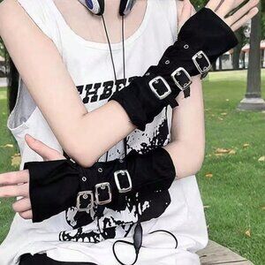 Gothic Fingerless Buckle Gloves Y2K NWT